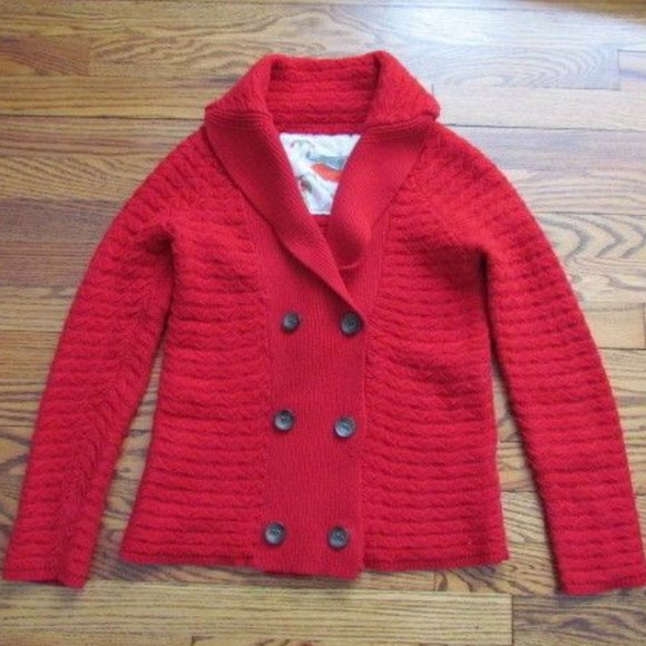Anthropologie Robin Double Breasted Red Cardigan - Picture 1 of 3